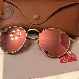 Ray-Ban Mirrored Round Metal Sunglasses - Rose